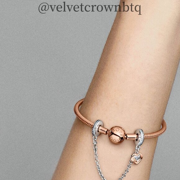 Pandora Family Heart Safety Chain Charm - Picture 3 of 3